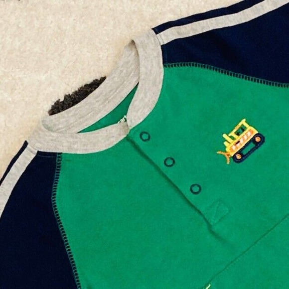 NWT Carter's Boy 18 Months Green Blue Tractor Sports Romper One Piece Playsuit - Picture 3 of 10